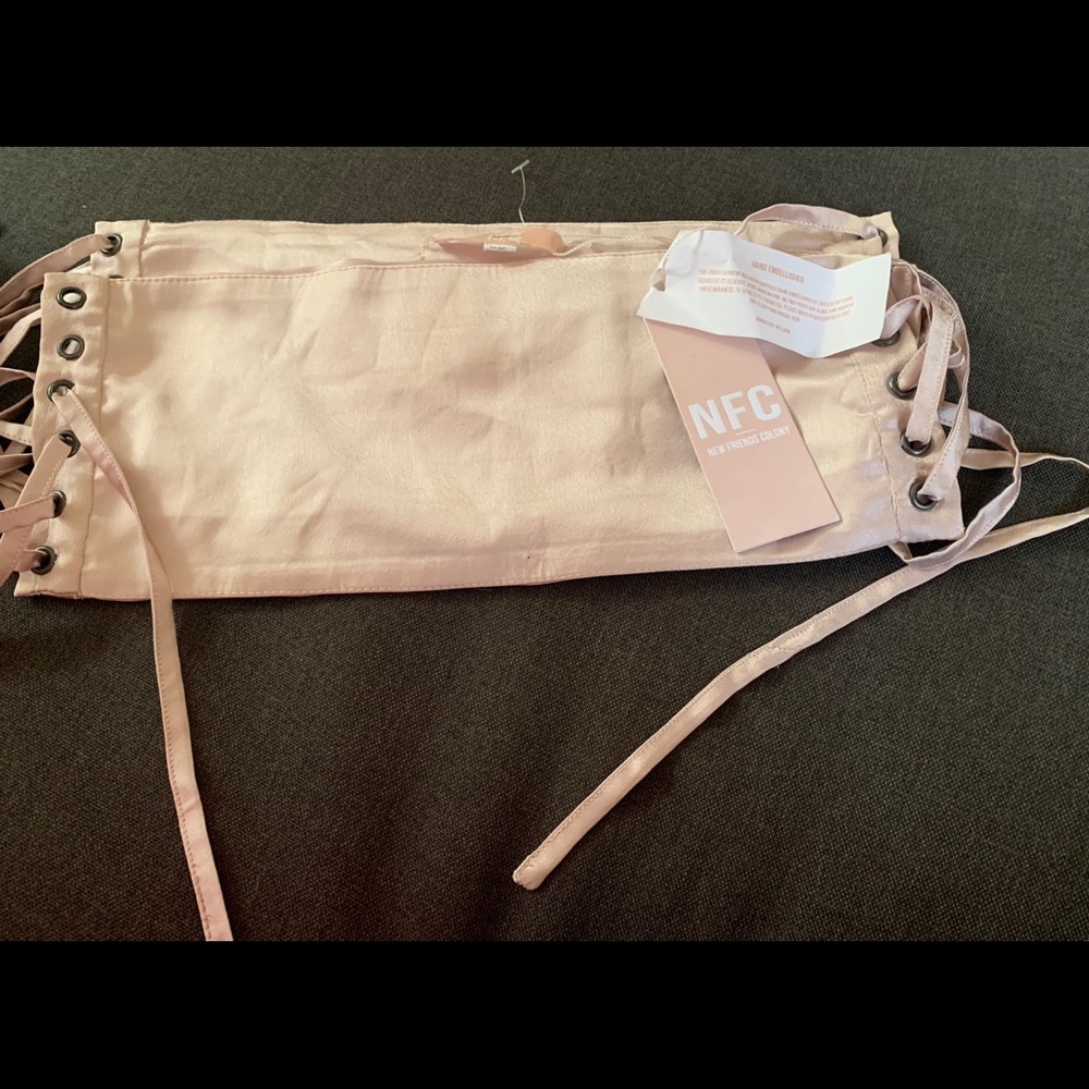 Blush pink lace up corset belt